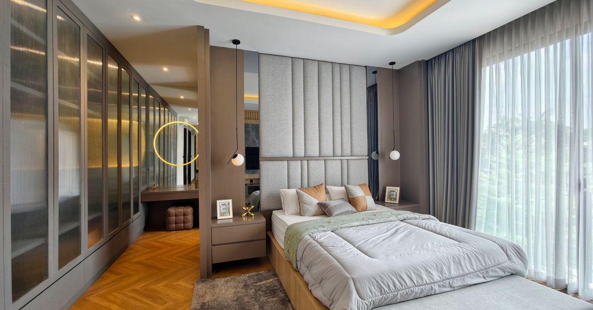 Luxurious modern bedroom interior with sleek design and elegant furnishings in Jakarta.